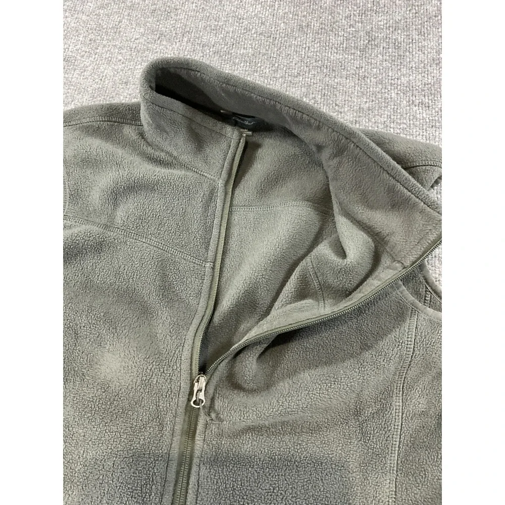 Eddie Bauer Fleece Vest Mens Medium M Green Full Zip Sleeveless Outdoor Hiking C